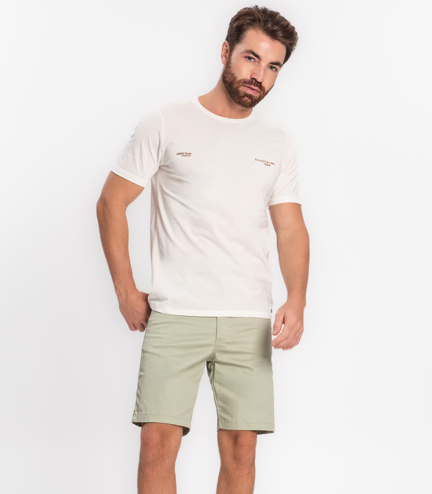 Bermuda Masculina Em Sarja Diametro Verde 42