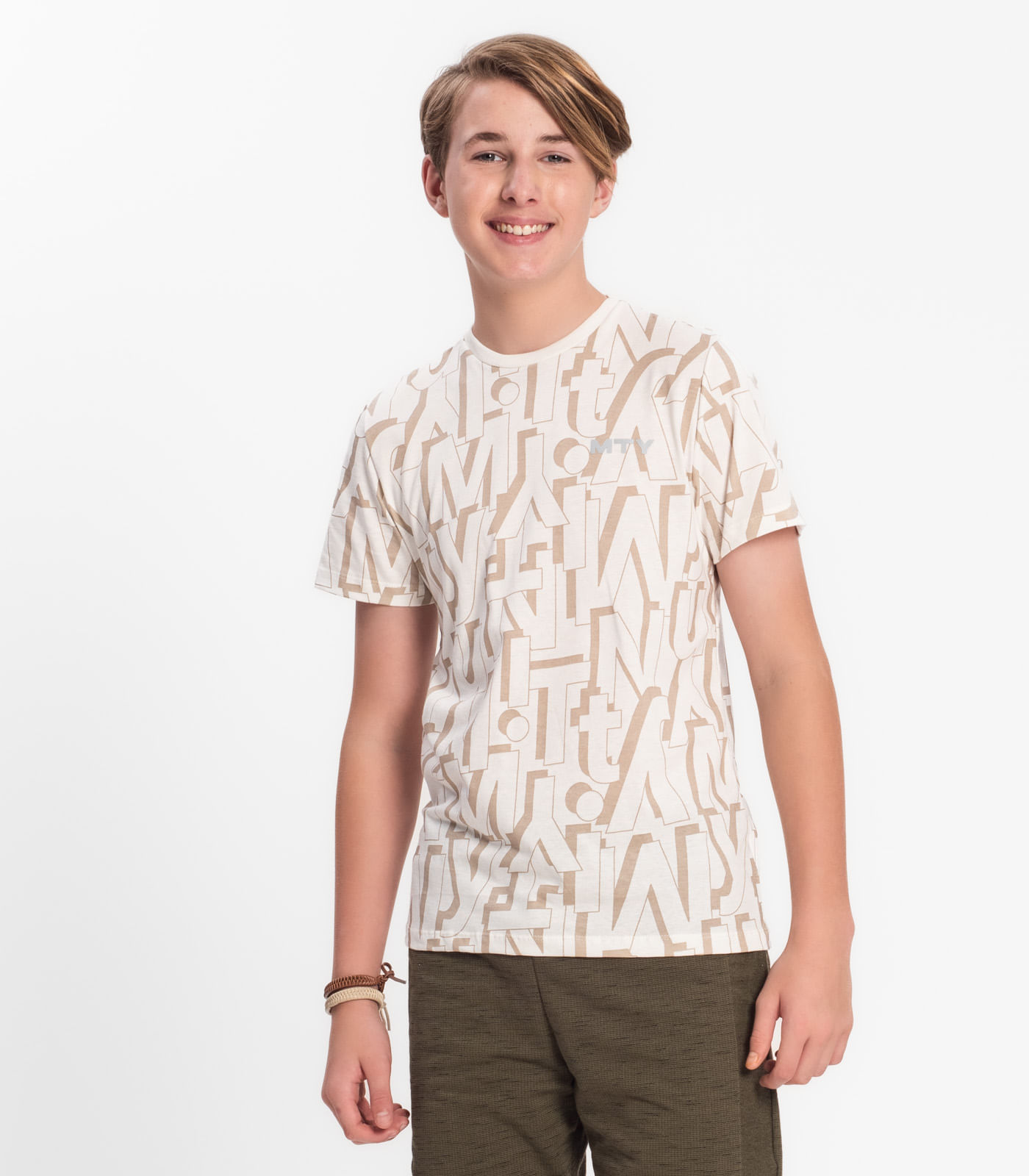 Camiseta Juvenil Masculina Estampada Minty Bege 16