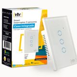 Smart Interruptor 3 Sensores Inteligente Wi-fi Vtv - Liga E Desliga Luzes:  Por Celular, Alexa, Google E Touch Screen