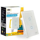 Smart Interruptor 2 Sensores Inteligente Wi-fi Vtv - Liga E Desliga Luzes:  Por Celular, Alexa, Google E Touch Screen