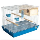 Gaiola Criadeira Para Aves Calopsita Com Ninho Mdf Cor Branca E Azul Jel Plast Pet Piu