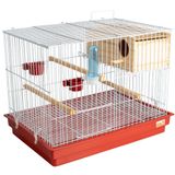 Gaiola Criadeira Para Aves Calopsita Com Ninho Mdf Cor Branco E Vermelho Jel Plast Pet Piu