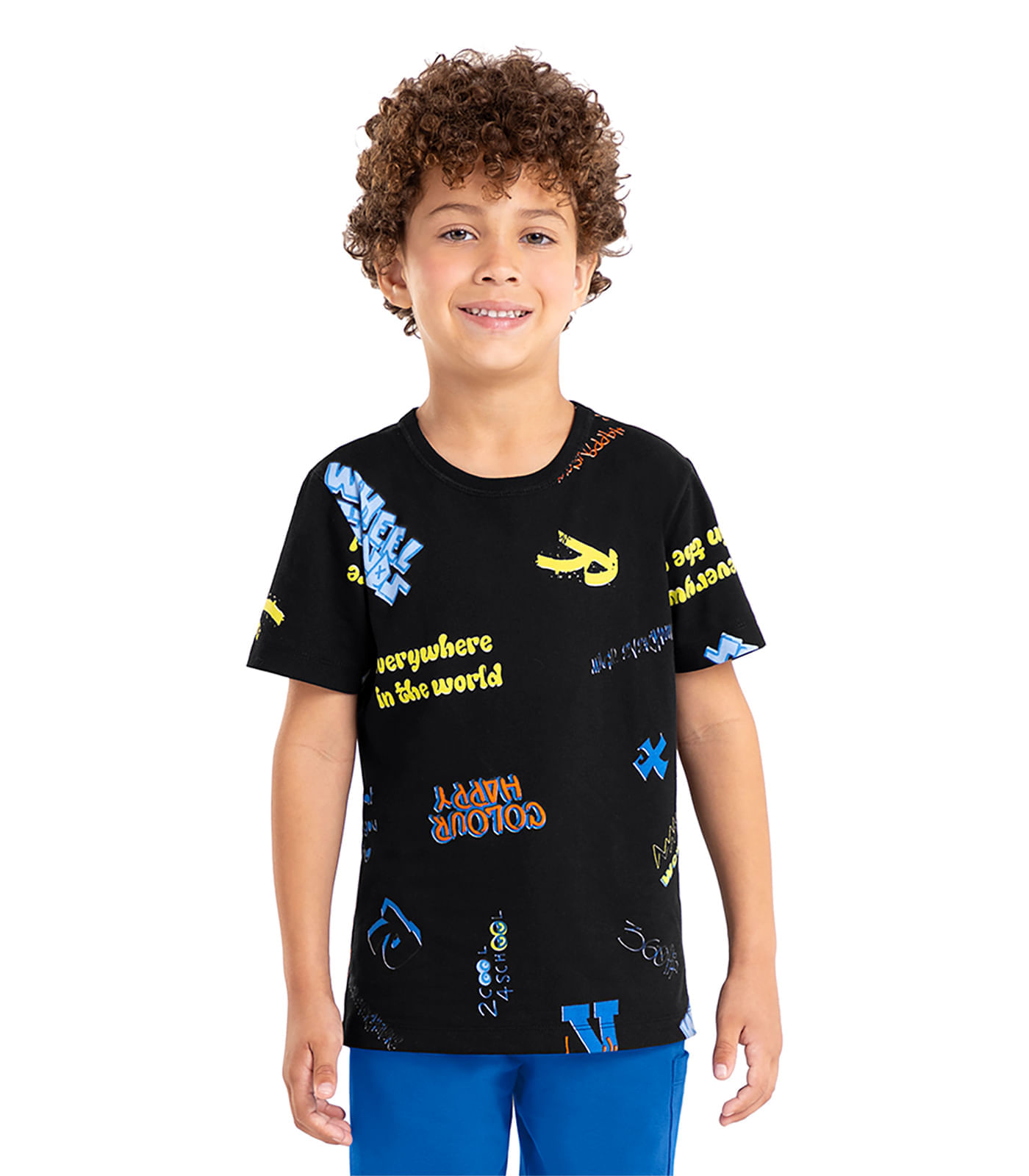 Camiseta Infantil Masculina Estampada Rovi Kids Preto 16