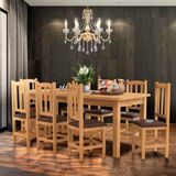 Conjunto Mesa De Jantar Com 8 Cadeiras Estofadas Madeira Maciça Nogueira Santana Shop Jm