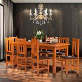 Conjunto Mesa De Jantar Com 8 Cadeiras Estofadas Madeira Maciça Marrom Rada Shop Jm