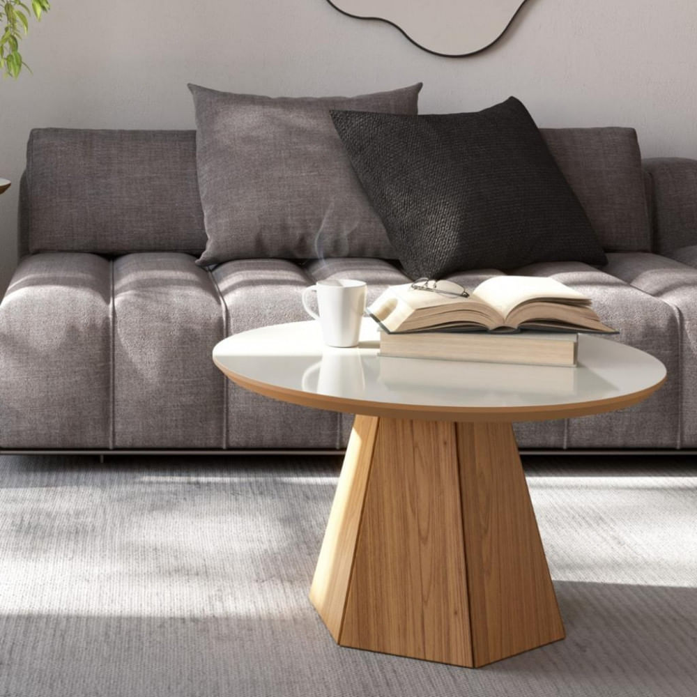 Mesa De Centro Base Hexagonal Mdf 70cm Dalla Costa