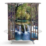 3d Cachoeira Paisagem Impermeável Chuveiro Cortina Banheiro S