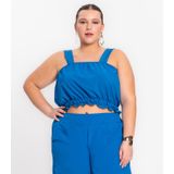 Regata Feminina Plus Size Crepe Light Secret Glam Azul Plus G3