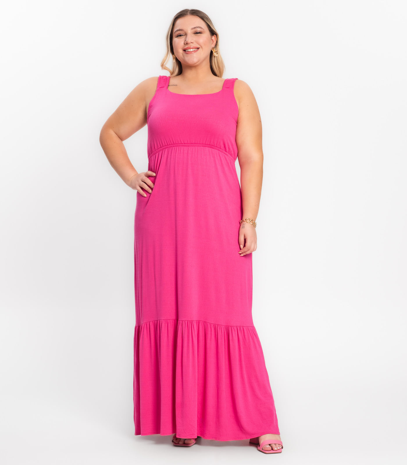 Vestido Longo Feminino Plus Size Secret Glam Rosa Plus G3