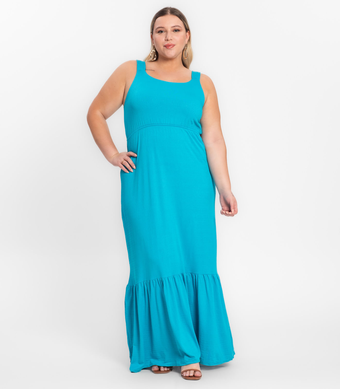 Vestido Longo Feminino Plus Size Secret Glam Verde Plus G3