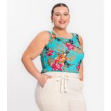 Regata Feminina Plus Size Estampada Secret Glam Verde Plus G2