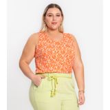 Regata Feminina Plus Size Estampada Secret Glam Laranja Plus G4