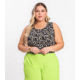 Regata Feminina Plus Size Estampada Secret Glam Preto Plus G3