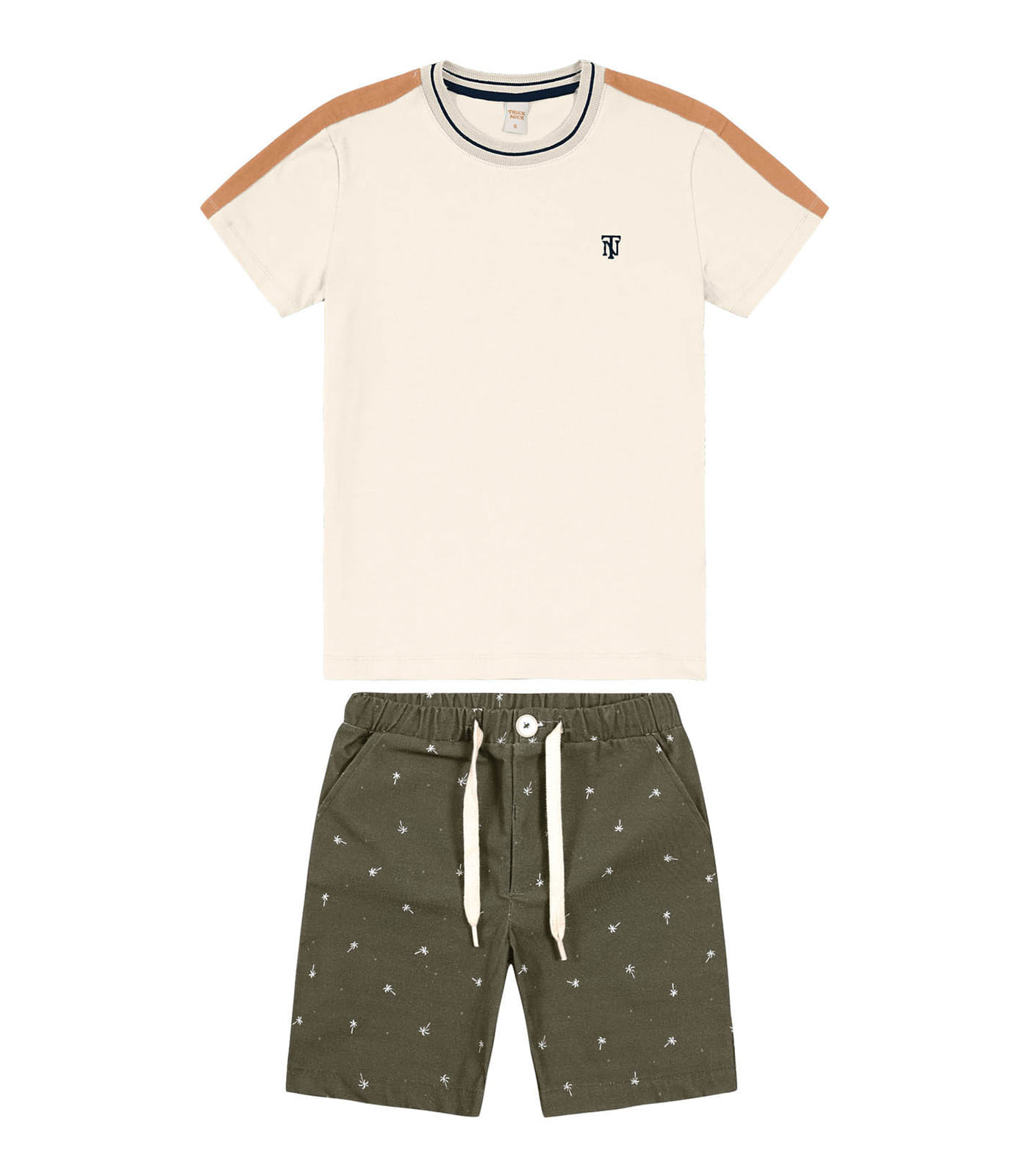 Conjunto Infantil Camiseta Com Bermuda Trick Nick Bege 14
