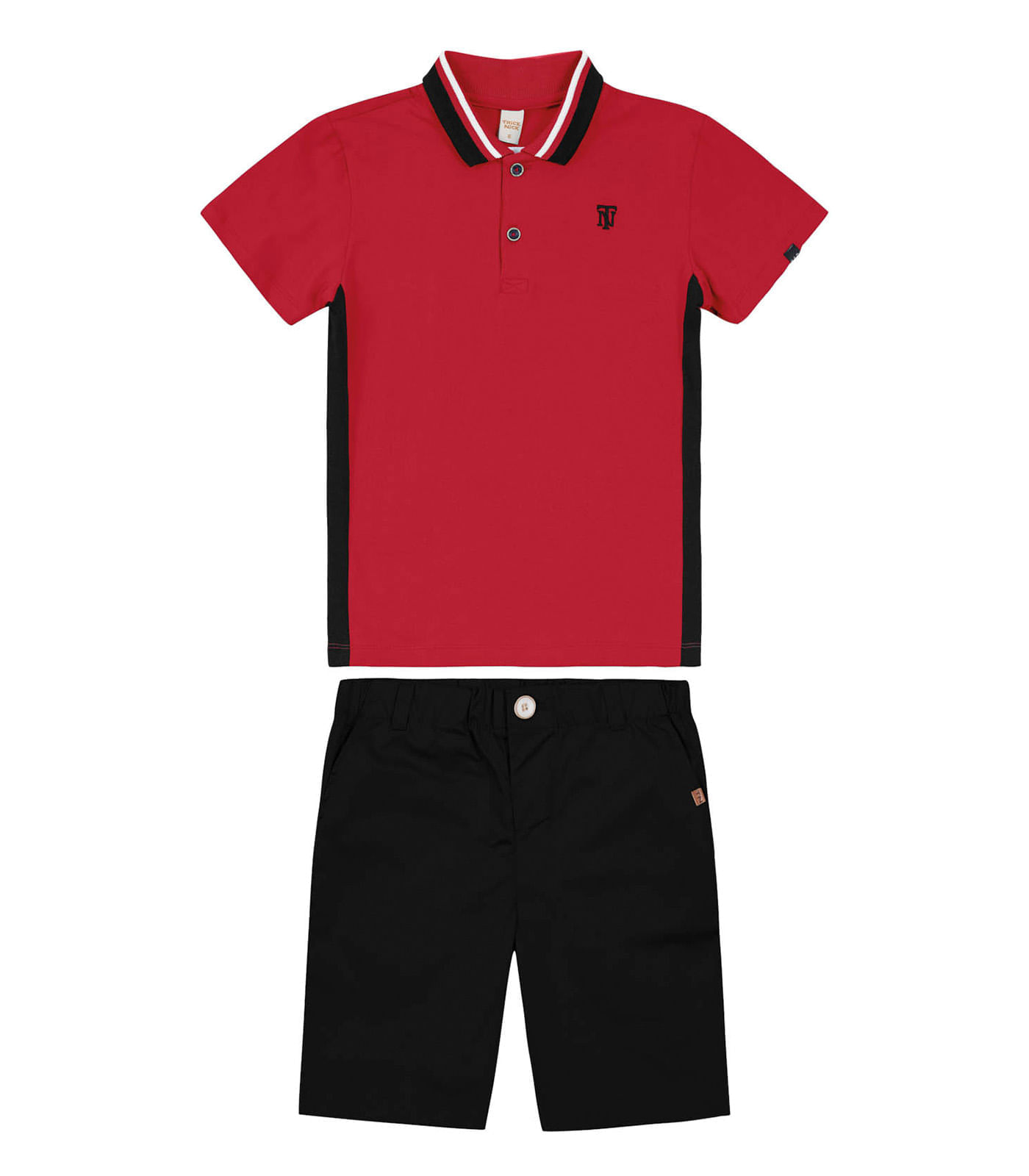 Conjunto Infantil Polo Com Bermuda Trick Nick Vermelho 14
