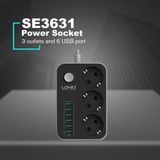 3 Tomadas 6 Usb Usb Port Electronic Power Strip Eu Plug Surg