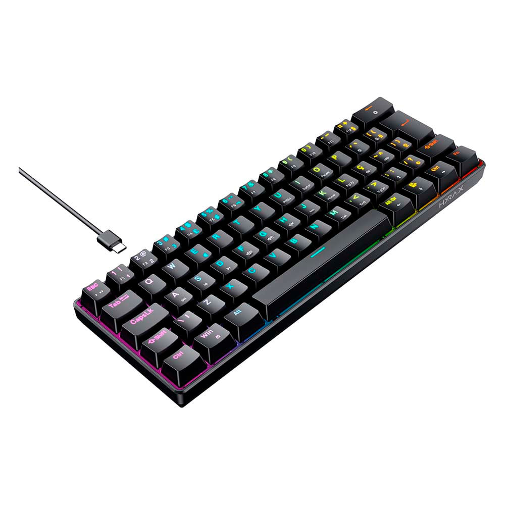 Teclado Gamer Mecanico Hyrax Thunder Hck61, Abnt2, Preto, Switch Azul - Hck61b-blue-rgb U Unica Unica