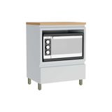 Gabinete De Cozinha Modulado Balcão Rainha P/ Forno 1 Porta C/tampo 70 Cm Branca/nature - Nesher
