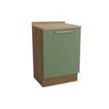 Gabinete De Cozinha Modulado Balcão Botanic M629 1 Porta C/tampo 60cm Nogueira/oliva/nogueira - Kappesberg