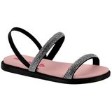 Sandália Infantil Meninas Slide Strass Brilhos Molekinha 2312.253.11085 - Cristal/preto - 28