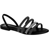 Sandália Rasteira Feminin Tiras Brilho Slide Moleca 5460.209.24571 - Preto - 36