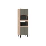 Paneleiro De Cozinha Modulado Firenze Torre Quente Duplo Forno 4 Portas 70x219 Avena/menta - Demóbile