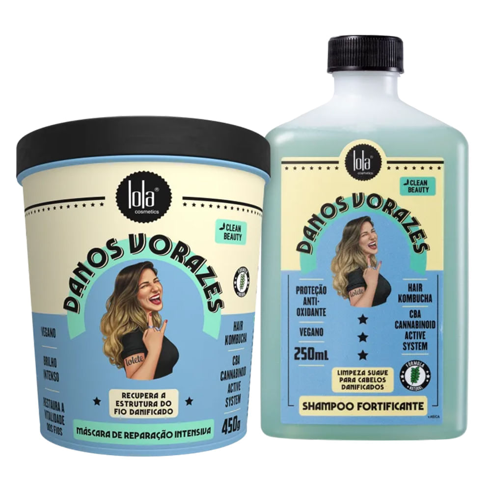 Kit Lola Cosmetics Danos Vorazes  Shampoo250ml + Máscara 450ml