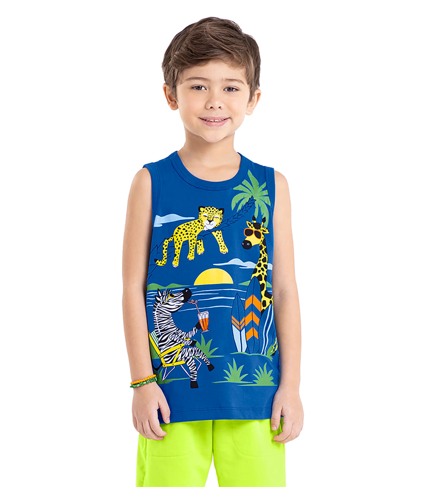 Regata Infantil Masculina Em Meia Malha Rovi Kids Azul 10