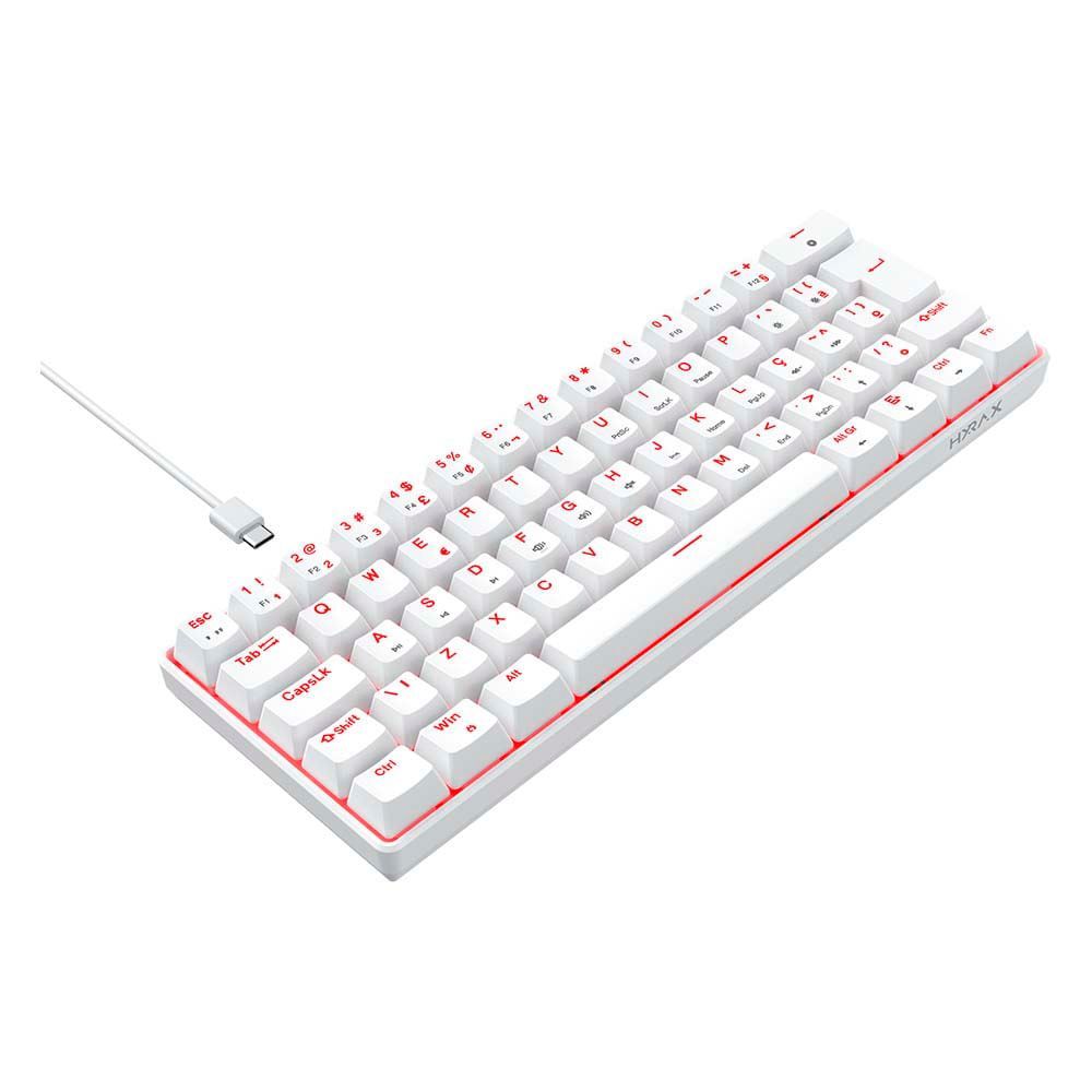 Teclado Gamer Mecanico Hyrax Thunder Hck61, Abnt2, Branco, Switch Vermelho - Hck61w-red-led U Unica Unica