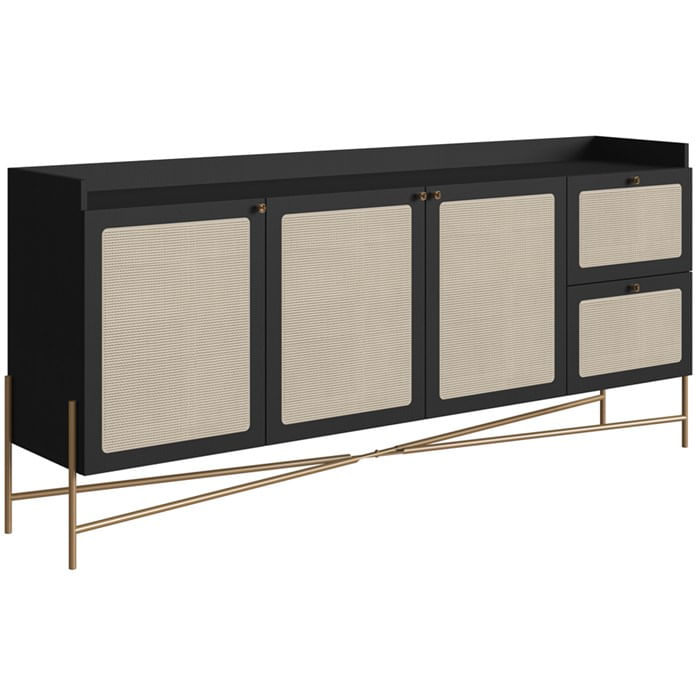 Aparador Balcao Buffet 183 Cm Pes Metal 28935 Oslo Nero Artesano