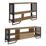 Rack 180 Cm Gaveta Aparador 130 Cm Industrial 17x21 Mell Preto Pp