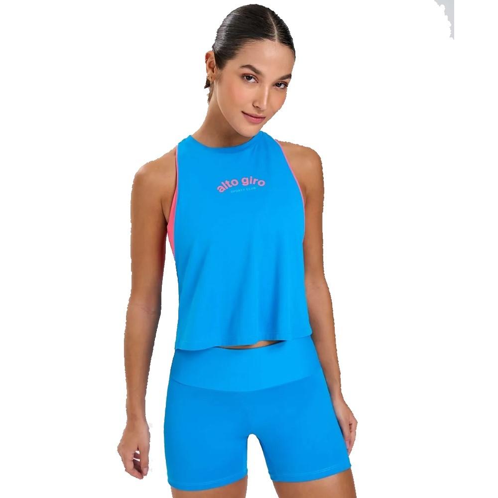 Regata Alto Giro Feminina Dry Fit Skin Gola Redonda 2341601 Azul Claro G