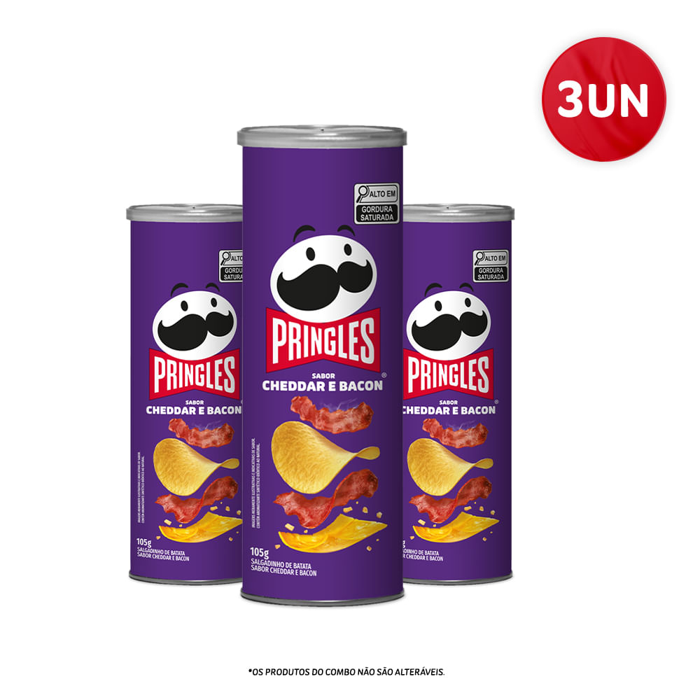 Combo Pringles® Cheddar E Bacon 3 Unidades