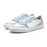 Tênis Feminino Casual Couro Recortes Fechamento Cadarço Branco/azul 33