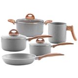 Jogo De Panelas Revestimento Antiaderente Cerâmica 5 Peças Brinox Ceramic Life Gris Cinza