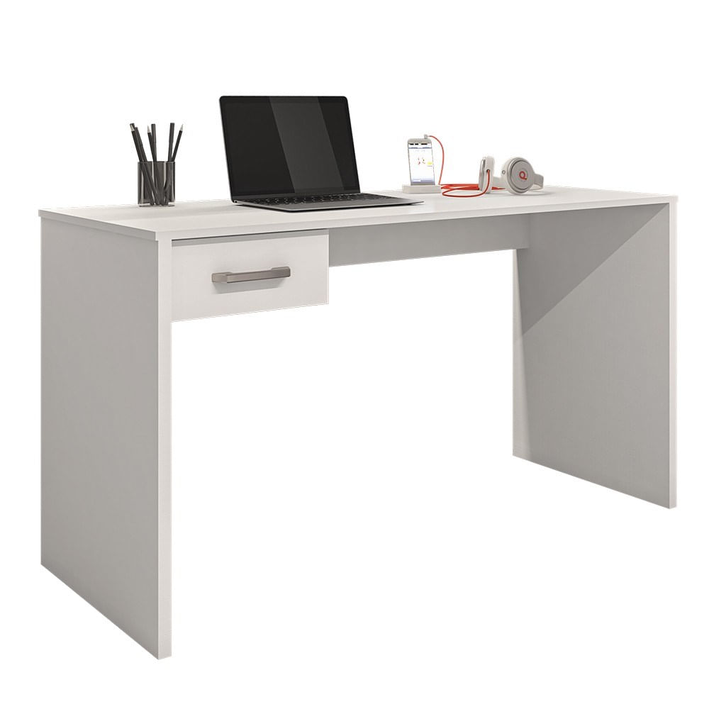 Mesa Home Office Notebook 127cm 1 Gaveta Gávea Branco - Móveis Leão