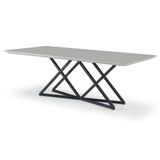 Mesa Jantar Ora Tampo Com Vidro Base Metal Preto Fosco 200cm - 70908