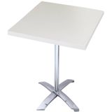 Mesa Nevada 70 Cm Tampo Branco Quadrado Base Aluminio- 39297