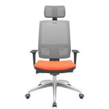 Cadeira Office Brizza Tela Cinza Com Encosto Assento Poliester Laranja Autocompensador 126cm - 63230