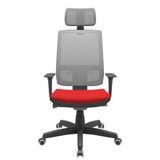 Cadeira Office Brizza Tela Cinza Com Encosto Assento Aero Vermelho Autocompensador Base Standard 126cm - 63419