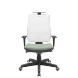 Cadeira Office Brizza Tela Branca Com Encosto Assento Vinil Verde Autocompensador Base Standard 126cm - 63443