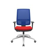 Cadeira Office Brizza Tela Azul Assento Aero Vermelho Relaxplax Base Aluminio 120cm - 63832