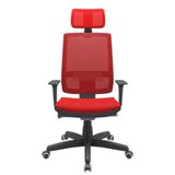 Cadeira Office Brizza Tela Vermelha Com Encosto Assento Aero Vermelho Autocompensador Base Standard 126cm - 63366