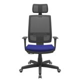 Cadeira Office Brizza Tela Preta Com Encosto Assento Aero Azul Relaxplax Base Standard 126cm - 63614