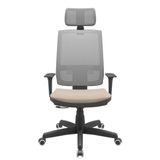 Cadeira Office Brizza Tela Cinza Com Encosto Assento Poliester Fendi Relaxplax Base Standard 126cm