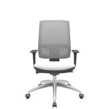 Cadeira Office Brizza Tela Cinza Assento Vinil Branco Autocompensador Base Aluminio 120cm - 63785