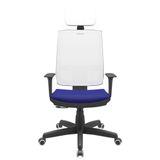 Cadeira Office Brizza Tela Branca Com Encosto Assento Aero Azul Relaxplax Base Standard 126cm - 63678