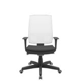 Cadeira Office Brizza Tela Branca Assento Aero Preto Autocompensador Base Standard 120cm - 63725