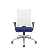 Cadeira Office Brizza Tela Branca Assento Aero Azul Relaxplax Base Aluminio 120cm - 63843