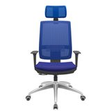 Cadeira Office Brizza Tela Azul Com Encosto Assento Aero Azul Relaxplax Base Aluminio 126cm - 63557